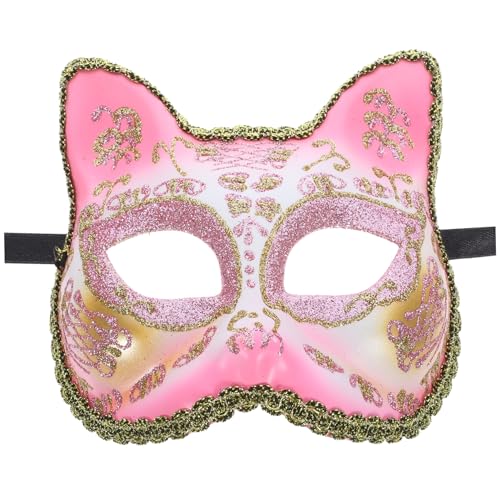 GARVALON Maske Halloween Cosplay Dekorativ Katzenkopf Partyzubehör Partygeschenk Plastik Rosa von GARVALON