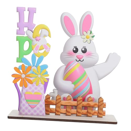 GARVALON Handgemachte Osterhase Statue Holz Frühling Tisch Zeichen Ostern Decor Tier Figurine Für Home von GARVALON