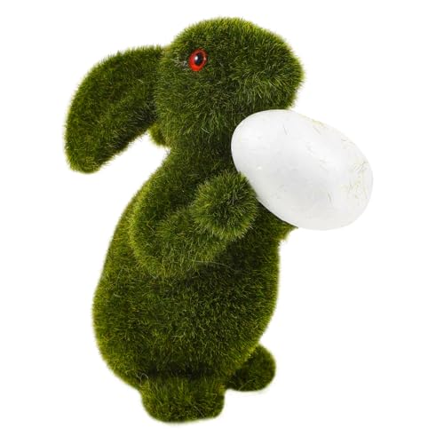 GARVALON Osterdekorationen Lustige Gartenhasenfigur Beflocktes Hasenornament Haushasen-Ornamente Hasenstatuen Tischplatte Kleiner Hase Zarte Hasenfiguren Beflockte Hasendekoration Plastik von GARVALON