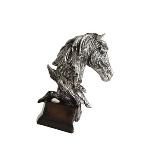 GARVALON Pferdekopfschmuck Figur Wohnkultur Pferdestatuen Schreibtischaufsatz Bürodekorationen Dekoration Für Zu Hause Esstischdekoration Zarte Verzierung Retro- Silver von GARVALON