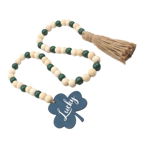 GARVALON Schnur Kleeblatt Holzperlenkette Hölzerne Ornamente Holz Girlande St. Patrick's Day Holzperle St. Patricks Day Holzperlen Bauernperlen Perlengirlande Bauerngirlande Hanfseil von GARVALON