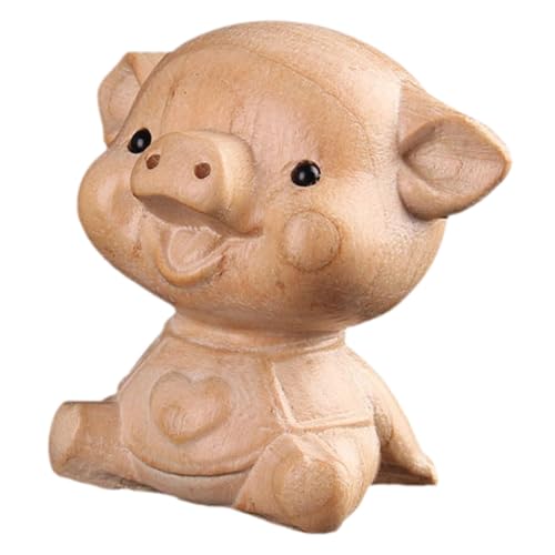 GARVALON Schweine Ornamente Schweinefiguren Heimdekoration Schweinehandwerk Schweinedekoration Schweinespielzeug Kleine Schweinefiguren Schweinestatue Aus Holz von GARVALON