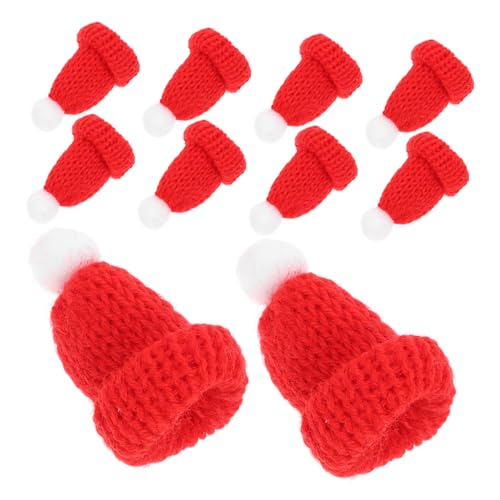 GARVALON Handwerk Santa Cap 10pcs Gestrickte Weihnachtsmützen Festliche Party Dekorationen Zubehör von GARVALON