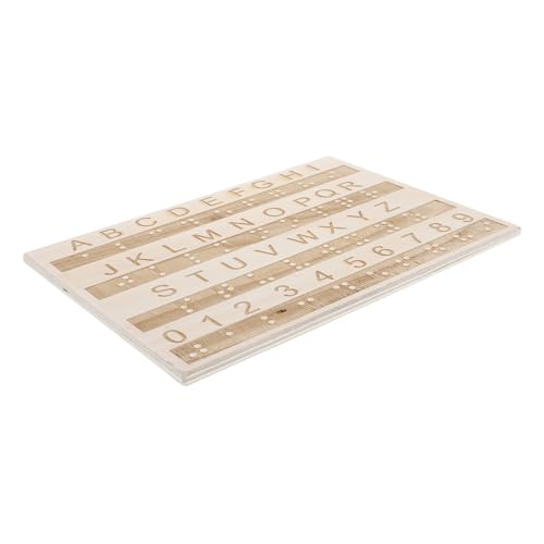 GARVALON Tafel mit Braille-Alphabet Briefbrett aus Holz Braille-Lernlineal Zeichenbrett für Buchstaben aus Holz Braille-Spielzeug Alphabet-Übungsbrett Braille-Lehrmittel hölzern von GARVALON