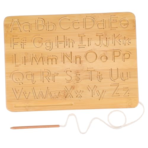 GARVALON Zeichenbrett für Buchstaben aus Holz schreibübungen Buchstaben schreiben Write Board Buchstaben des Alphabets Spielzeug holzbrettchen Holzbuchstaben Alphabet-Übungsbrett hölzern von GARVALON