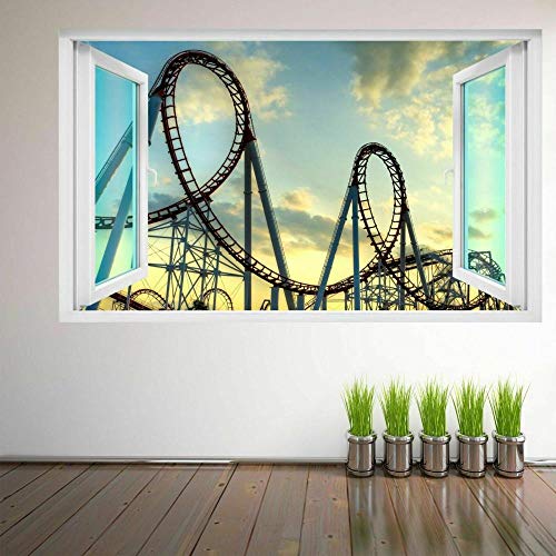 Achterbahnfahrt 3D Wandkunst Aufkleber Wandbild Poster Kinderzimmer Wohnkultur Fm14 Wandtattoo Poster Vinyl 60x90 cm von GAWDI