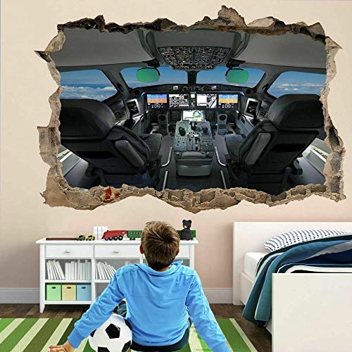 Flugzeug Cockpit Flugzeug Wandkunst Aufkleber Wandtattoo Kinderzimmer Dekor Ea35 Wandtattoo Poster Vinyl 60x90 cm von GAWDI