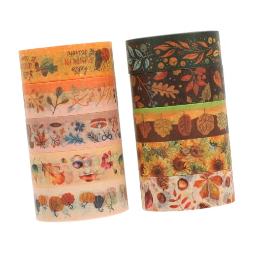 GAXIRE 10 Rollen Dünnes Washi-tape Aufkleber Aus Karton Thanksgiving-geschenkband Papierbänder Mit Herbstblumenblättern Wickelbänder Washi-klebeband Thanksgiving- Dekorative Bänder von GAXIRE