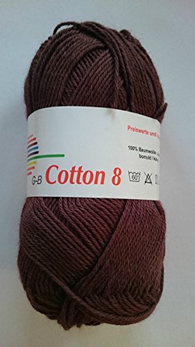 G-B Wolle Cotton 8 100 % Baumwolle, Farbe:1880 dunkelbraun von GB Wolle