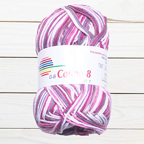 GB Wolle Cotton 8 Color bunt Baumwolle Strickwolle Strickgarn Häkelgarn 50g 170m (9 rosatöne) von GB Wolle