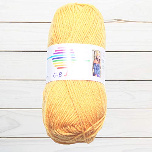 GB Wolle Jil 100% Schurwolle Filzfrei Strickwolle Strickgarn Häkelgarn 50g 125m (4313 gelb) von GB Wolle