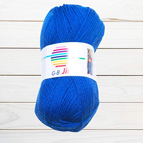 GB Wolle Jil 100% Schurwolle Filzfrei Strickwolle Strickgarn Häkelgarn 50g 125m (4366 royal) von GB Wolle