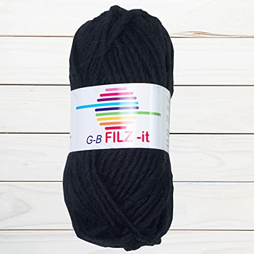 GB Wolle Wash& Filz-it 100% Schurwolle Filzwolle Schafwolle Strickwolle 50g 50m (14 schwarz) von GB Wolle