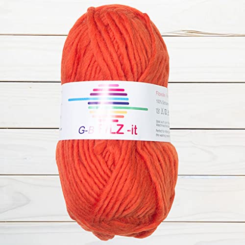 GB Wolle Wash& Filz-it 100% Schurwolle Filzwolle Schafwolle Strickwolle 50g 50m (3 kürbis) von GB Wolle