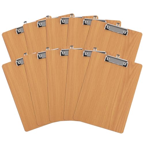 GBACHOOSE 10 Stück Holz A4, Klemmbrett Schreibbrett mit Metalklemme, Clipboard A4 für Notizen, Gutscheine, Rechnungen, Malerei,Büro,Schule von GBACHOOSE