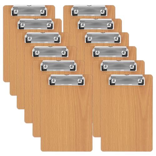 GBACHOOSE 12 Stück Klemmbrett Holz A5, Klemmbrett mit Metallklemme, Klemmbretter, Klemmbrett A5 Holz, Clipboard, Schreibplatte, Zwischenablage für Büro, Schule, Restaurant von GBACHOOSE