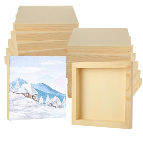 GBACHOOSE 24 Stück Holztafeln, 15,2 x 15,2 cm, unlackierte Holz-Leinwand, Holzbretter zum Malen, Zeichnen, Gießen, Holzbrennen und für Bastelprojekte von GBACHOOSE