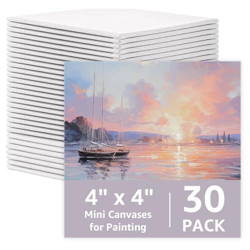 GBACHOOSE 30 Stück Mini Leinwand 10x10 cm, Leinwand 3mm Dick, Leinwand zum Bemalen, Leinwand Set, Leinwand Klein, Kleine Leinwände für Acrylfarben, Malkarton Acryl, Ölfarben von GBACHOOSE