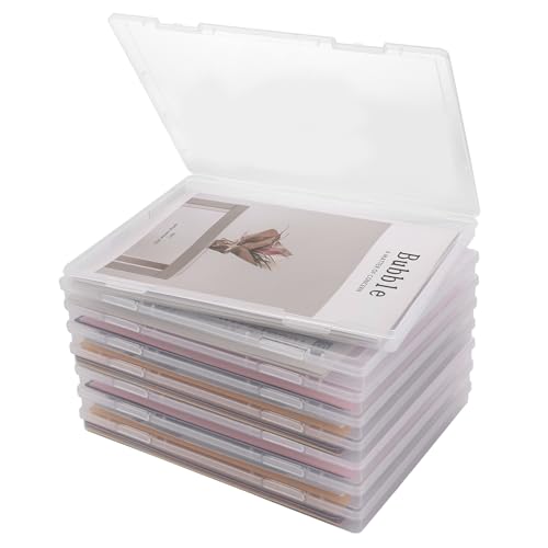 GBACHOOSE 8 Stück Archivbox A4, Transparent Kunststoffboxen, Dokumentenbox Tragbare Archivboxen, Aufbewahrungsbox mit Deckel, Heftbox A4 für Dokumente, Briefe, Sammelalben, Zeitschriften von GBACHOOSE