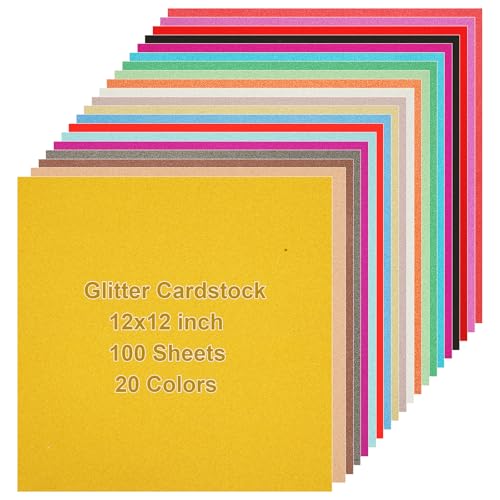 GBACHOOSE Glitzer-Karton, 30,5 x 30,5 cm, buntes Kartonpapier, kein Ausfallen, schimmerndes Glitzerpapier für Scrapbooking, Kartenherstellung, Bastelbedarf (250 g), 100 Stück von GBACHOOSE