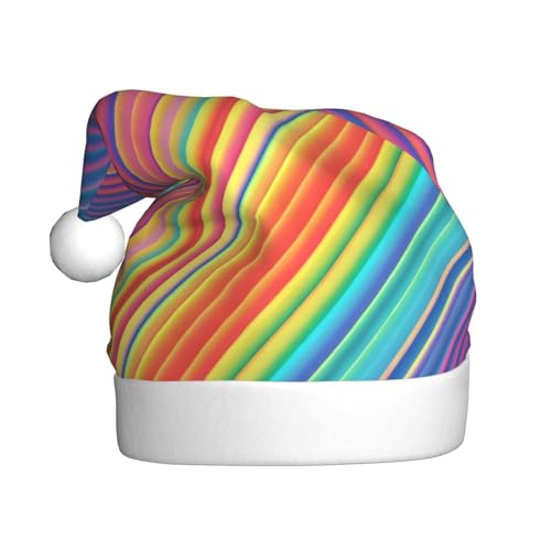 GBCVXZ Regenbogenfarbene Linien, Plüsch-Weihnachtsmütze, Urlaubsparty-Dekoration, leicht und warm, Weihnachtsmütze, Bühnendekoration, Clownmütze, Neujahrsmütze von GBCVXZ