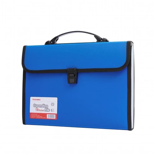 Dateiordner Tragbare A4-Ordner-Aufbewahrungstasche, 13 Taschen, Testpapier-Aktentasche, Büro-Dokumentenorganisation, Aktenordner Ordner(Blue) von GBEVAUEIO