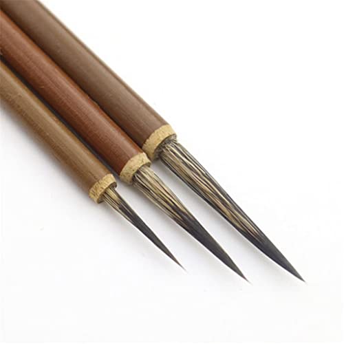 Chinesischer Kalligraphie-Pinselstift, Schnurrhaare, Hakenlinienpinsel, feiner Pinsel, Kunstschreibwaren zum Schreiben von Ölgemälde (Farbe: schwarz), 3 Stück von GBHFJEDAKFUEIW