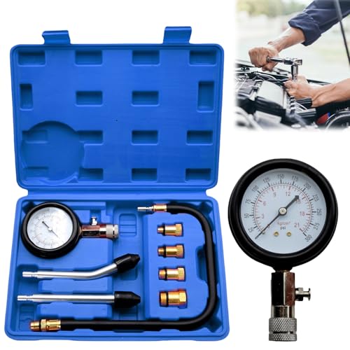 Kompressionstester Set, Aicharynic Kompression Tester Kit Kompressionsmessgerät Zündkerze Tester Kompressionsprüfer Kompression prüfen meßen Kfz M10 M12 M14 M18 Manometer Tool Set, Blau von GBKDQQ