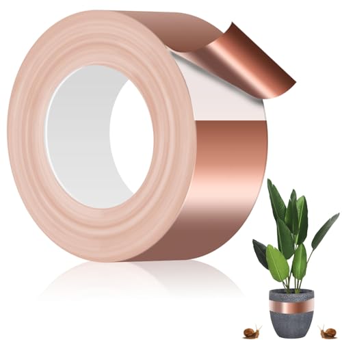 Kupferband Gegen Schnecken: 50mm x 30M Kupferfolienband, Electrical Tape EMI Abschirmung Kupferband Selbstklebend, Kupferfolie Klebeband Schneckenschutz Hochbeet Copper tape für Garten Schneckenabwehr von GBKDQQ