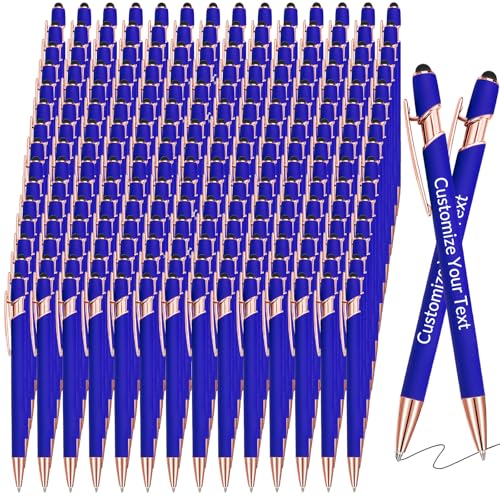 GBVllexuii Personalisierte Stifte mit Eingabestift, Bulk-Stifte mit Namenslogo, Business, 150 gravierte Kugelschreiber, Textschreiben, individuelles Geschenk für Männer und Frauen, schwarze Tinte, von GBVllexuii