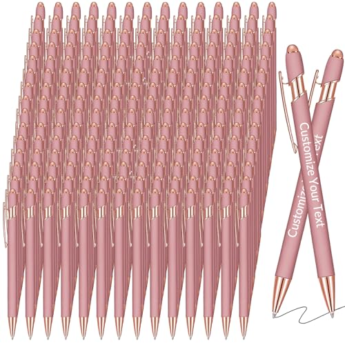 GBVllexuii Personalisierte Stifte mit Eingabestift, Bulk-Stifte mit Namenslogo, Business, 150 gravierte Kugelschreiber, Textschreiben, individuelles Geschenk für Männer und Frauen, schwarze Tinte, von GBVllexuii