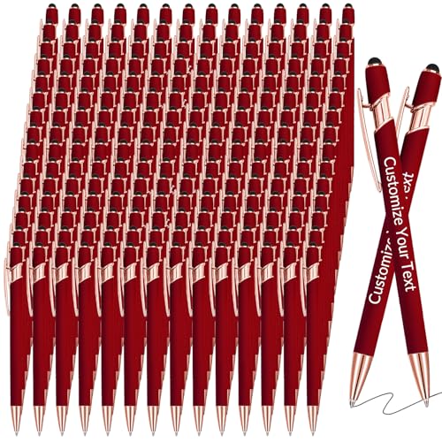 GBVllexuii Personalisierte Stifte mit Eingabestift, Bulk-Stifte mit Namenslogo, Business, 150 gravierte Kugelschreiber, Textschreiben, individuelles Geschenk für Männer und Frauen, schwarze Tinte, von GBVllexuii