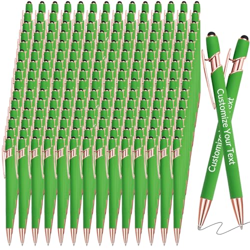 GBVllexuii Personalisierte Stifte mit Eingabestift, Bulk-Stifte mit Namenslogo, Business, 150 gravierte Kugelschreiber, Textschreiben, individuelles Geschenk für Männer und Frauen, schwarze Tinte, von GBVllexuii