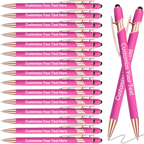 GBVllexuii Personalisierte Stifte mit Eingabestift, Bulk-Stifte mit Namenslogo, Business, 30 gravierte Kugelschreiber, Textschreiben, individuelles Geschenk für Männer und Frauen, schwarze Tinte, von GBVllexuii