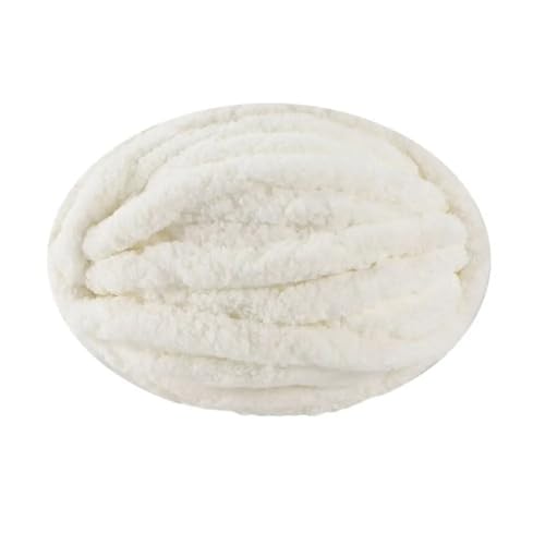 GBYUHAIJUN Garn aus grober Baumwolle, Chenille-Garn, 250 g/Ball zum Stricken und Häkeln, Decke, Kissen, dickes und weiches Garn zum Häkeln, Schal, mehrfarbig (weiß) von GBYUHAIJUN