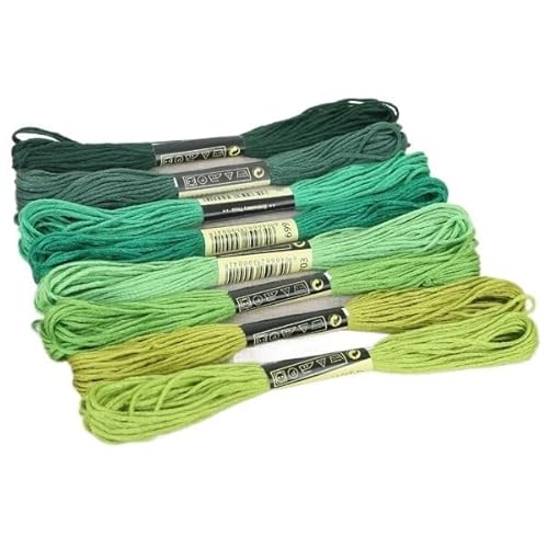 GBYUHAIJUN Kreuzstichfäden 8-teiliges mehrfarbiges Kreuzstichgarn aus Baumwolle for Nähen, Stickgarn, Floss-Set, Basteln, Nähzubehör for Selbermachen(Green) von GBYUHAIJUN