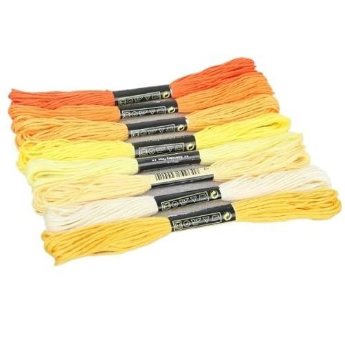 GBYUHAIJUN Kreuzstichfäden 8-teiliges mehrfarbiges Kreuzstichgarn aus Baumwolle for Nähen, Stickgarn, Floss-Set, Basteln, Nähzubehör for Selbermachen(Yellow) von GBYUHAIJUN