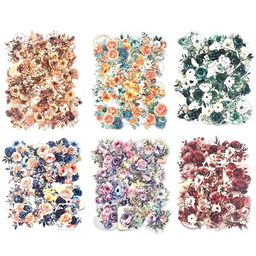 GBYUHAIJUN Sticker,Stickers 120 Stück Blumen-Aufkleber for Scrapbooking-Zubehör, Natur-Aufkleber mit farbigen Blumen, wasserfest, dekorative Aufkleber for Junk Journal, Bullet Journal, Planer von GBYUHAIJUN