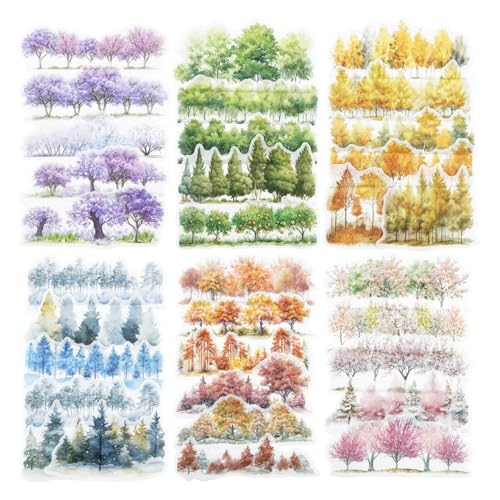 GBYUHAIJUN Sticker,Stickers Baum-Washi-Sticker-Set, 120 Stück, von der Natur inspirierte Wald-Sticker for Scrapbooking, Journaling, DIY-Bastelarbeiten und Künstlerbedarf von GBYUHAIJUN