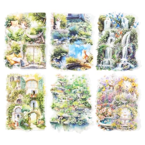 GBYUHAIJUN Sticker,Stickers Garten-PET-Aufkleber, 60 Stück Natur-Ephemera for Scrapbooking, Journaling, DIY-Handwerk und Kunstbedarf von GBYUHAIJUN