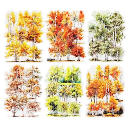 GBYUHAIJUN Sticker,Stickers Wald-PET-Aufkleber-Set, 120 Stück Baum-Ephemera for Scrapbooking, Journaling, Basteln, DIY-Projekte und Kunstbedarf von GBYUHAIJUN