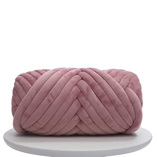 Grobes Baumwollgarn 1 kg 1000 g Super Velvet Chunky Dicke Riesenfaden weißer Beutel für Handstricken DIY weicher Arm große Decke Teppich (Grau Pink 1 kg) von GBYUHAIJUN