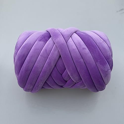 Grobes Baumwollgarn 1 kg 1000 g Super Velvet Chunky Dicke Riesenfaden weißer Beutel für Handstricken DIY weicher Arm große Decke Teppich (Purple 1 kg) von GBYUHAIJUN