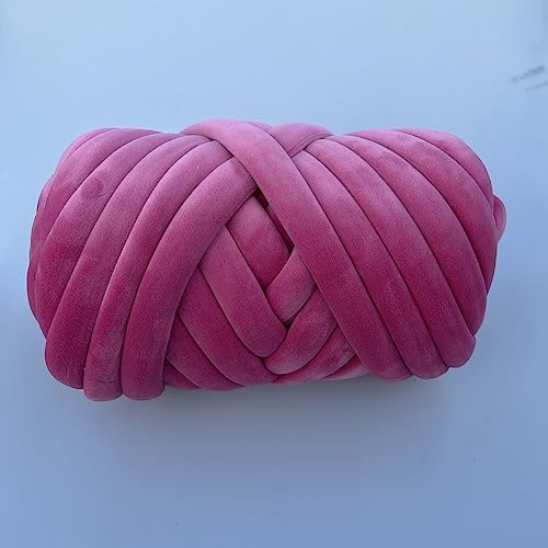 Grobes Baumwollgarn 1 kg 1000 g Super Velvet Chunky Dicke Riesengarn weiße Tasche für Handstricken DIY Arm weich große Decke Teppich (Dark Pink 1 kg) von GBYUHAIJUN