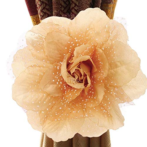 GBZIJIE Raffhalter für Vorhänge,Vorhang Raffhalter 2 PCS 13CM Big Peony Blumen-Vorhang-Clip binden zurück Rahmen Zurück Krawatte Startseite Vorhang dekorative Gürtel(Champagne) von GBZIJIE