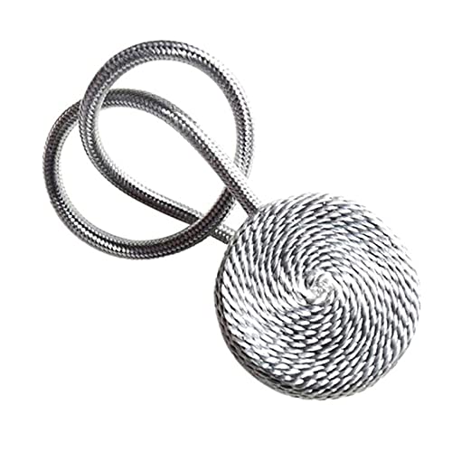 GBZIJIE Raffhalter für Vorhänge,Vorhang Raffhalter 3 stücke Kurze geflochtene Vorhang Schnalle Makaron magnetriemen hängende kugelvorhang Spiel Seil beitrückvorhänge Halter schnallen(Silver Grey) von GBZIJIE