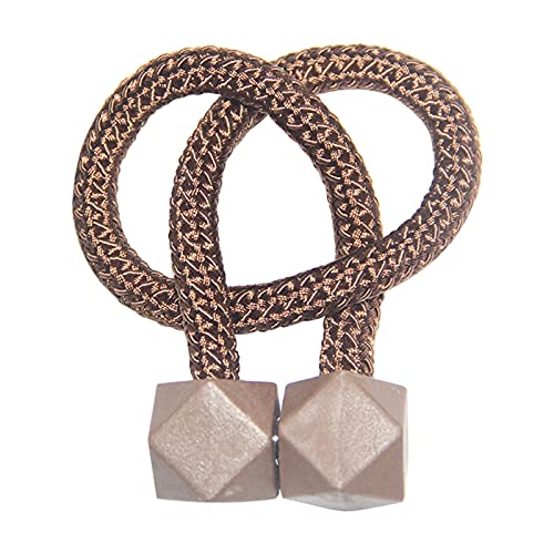 GBZIJIE Raffhalter für Vorhänge,Vorhang Raffhalter 4 stücke Magnetische Vorhang Raffriges Clip Schnalle Cube Vorhang Halter Dekor Hängende Kugel Seil Riemen Holdbacks Zimmer Zubehör(Dark Coffee) von GBZIJIE