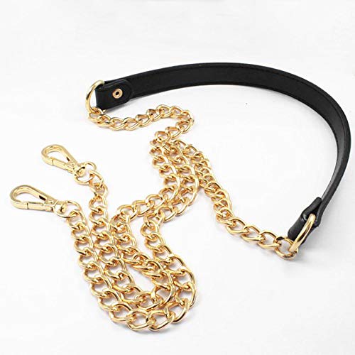 GBZIJIE Taschenkette,Kette für Tasche DIY 6. 0cm-160cm Ersatz-Umhängetasche Strap Black Pu. Ledergriff Metallketten(Gold,160) von GBZIJIE