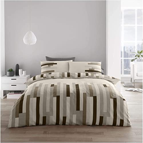 GC GAVENO CAVAILIA ORANGE Stencil Printed Block Duvet Set, Polybaumwolle, Cremefarben/Braun, Single (135 x 200cm) von GC GAVENO CAVAILIA