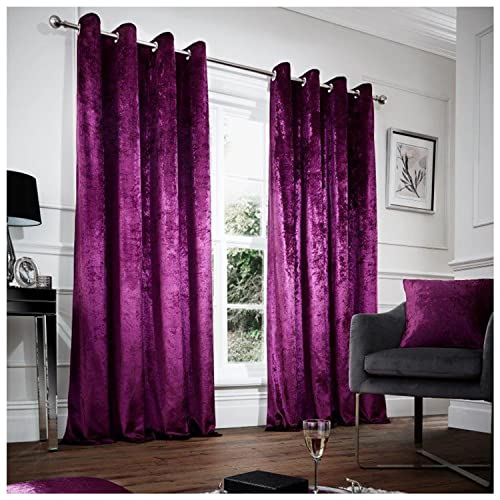 GC GAVENO CAVAILIA Pannesamt Knautschsamt Vorhänge für Schlafzimmer, wärmeisoliert, Türvorhänge, Ösenpaneele, Polyester, aubergine, 66x90 Inch (2 Panel) von GC GAVENO CAVAILIA